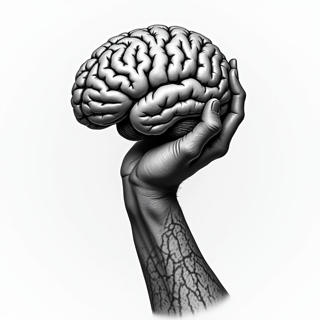 Atlas holding brain uphigly detailed tattoo