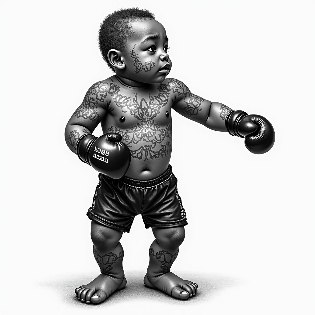 Clip the boxer's love Arthur H. Dance. Nature. Reading. Family. Glitter.higly detailed tattoo - Variation 2