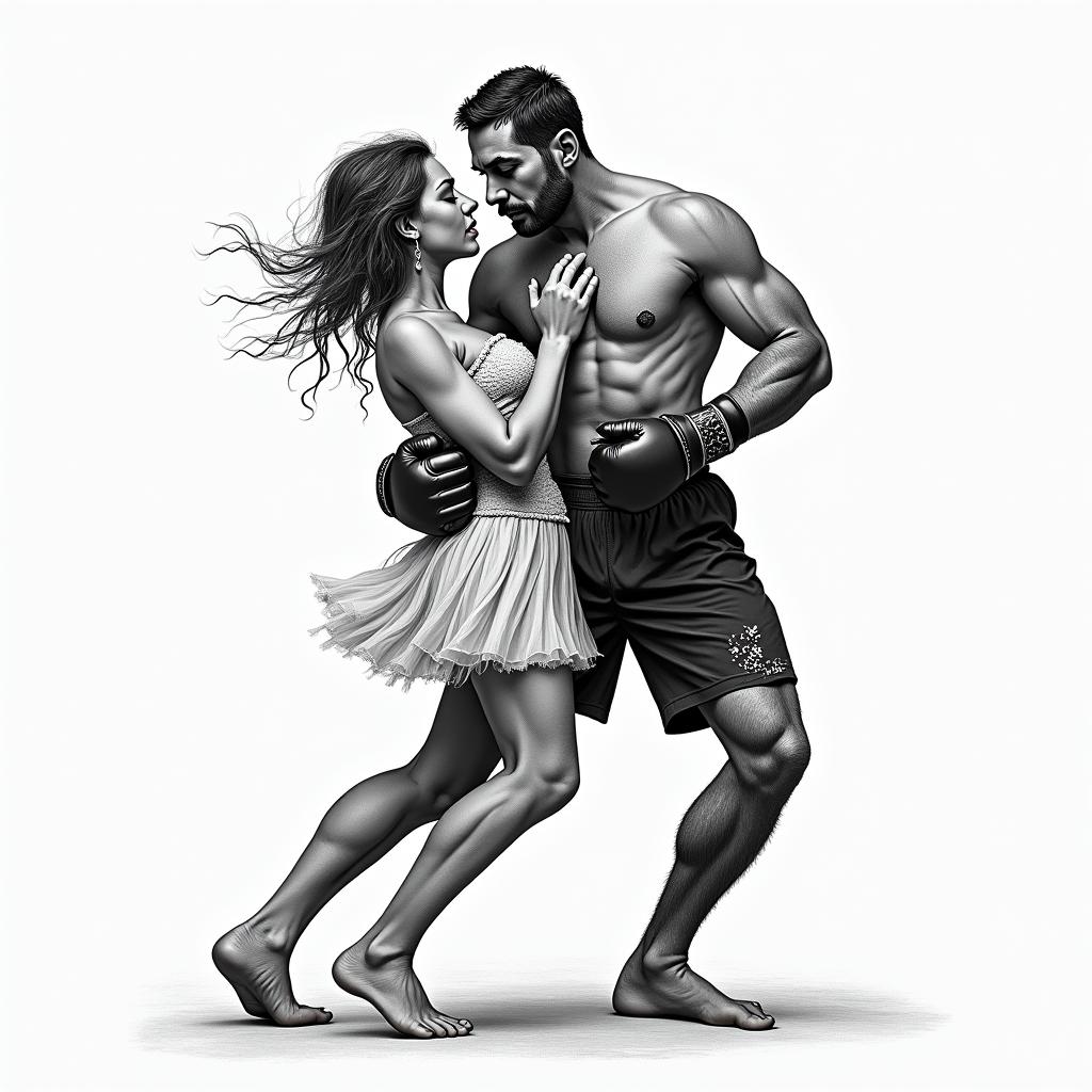 Clip the boxer's love Arthur H. Dance. Nature. Reading. Family. Glitter.higly detailed tattoo - Variation 3
