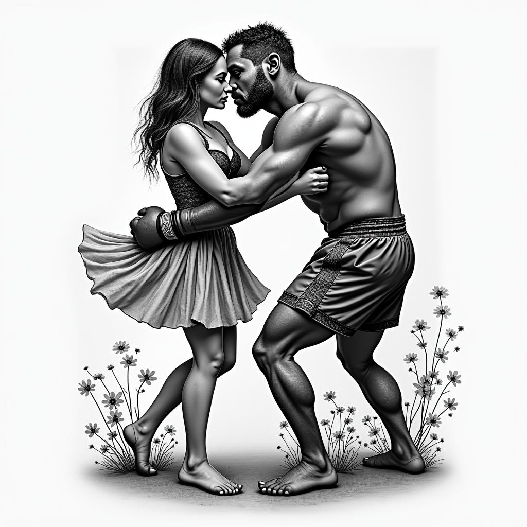 Clip the boxer's love Arthur H. Dance. Nature. Reading. Family. Glitter.higly detailed tattoo - Variation 4