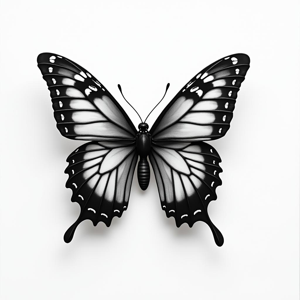3d butterflyhigly detailed tattoo - Variation 2