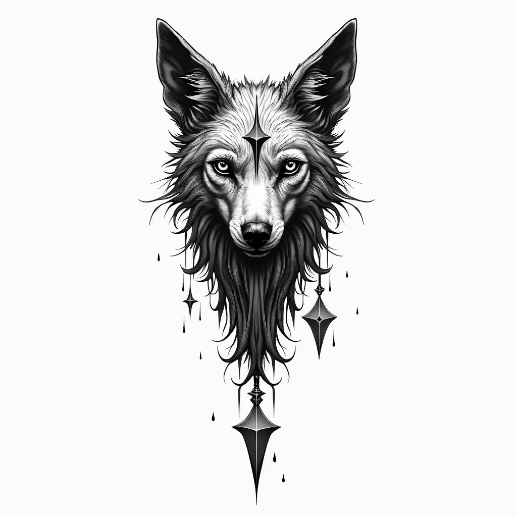 Destiny spirit animalin new school tattoo, pop culture, modern, detailed tattoo, illustrative