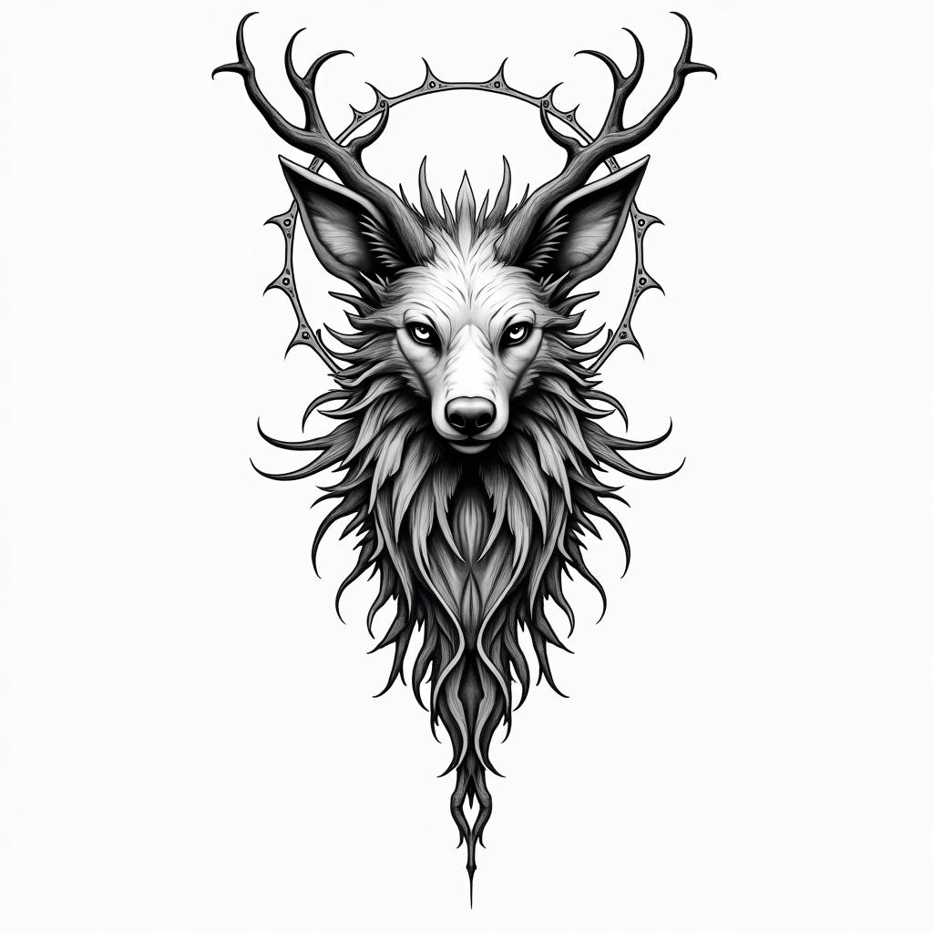 Destiny spirit animalin new school tattoo, pop culture, modern, detailed tattoo, illustrative - Variation 2
