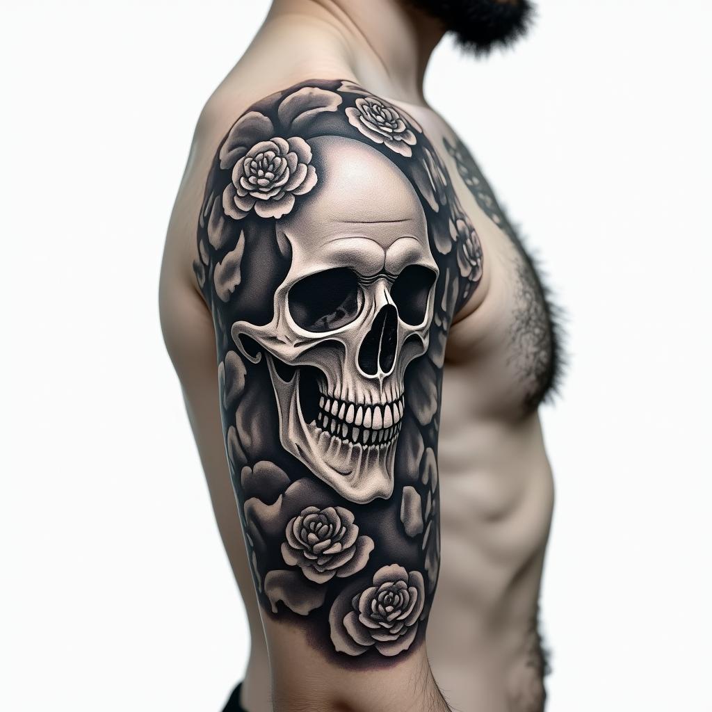 Upper arm Chicano tattoohigly detailed tattoo - Variation 2