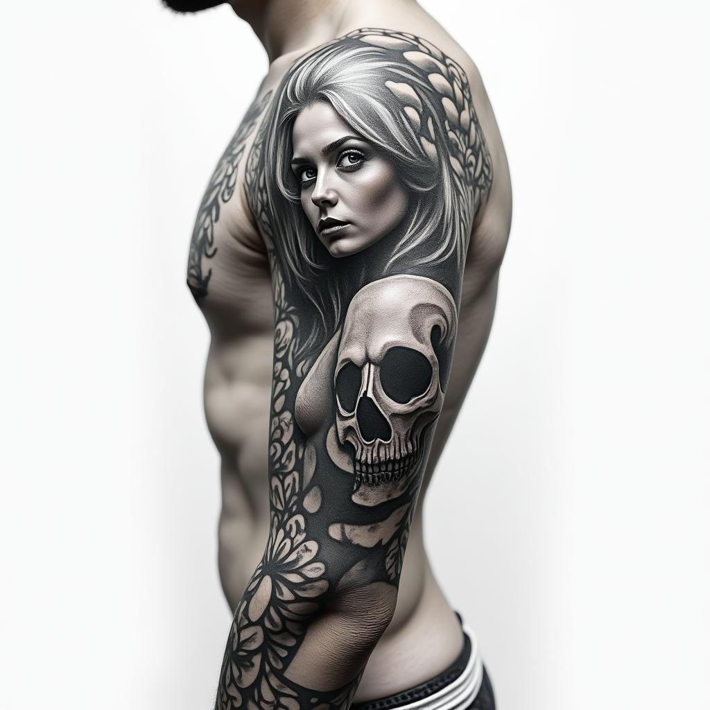 Upper arm Chicano tattoohigly detailed tattoo - Variation 3