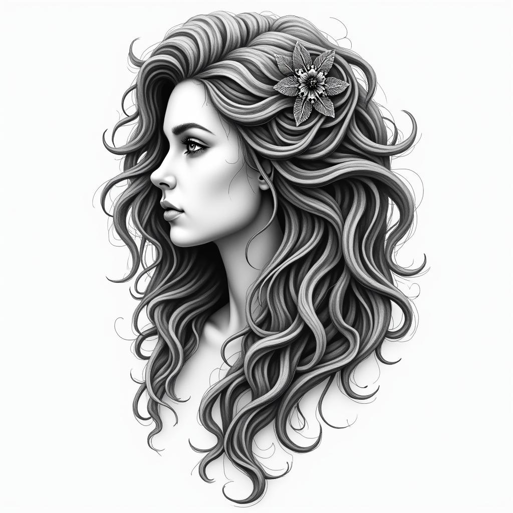 zodiac sign of girl leo and aquarius higly detailed tattoo