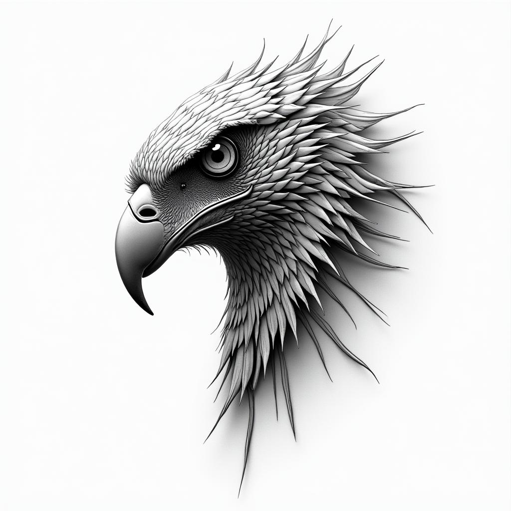 Hawktattoo in biomechanic style, the tattoo covered by robotic elements of futuristic cyberpunk design, robotic features detail, showcasing intricate mechanical components - Variation 4