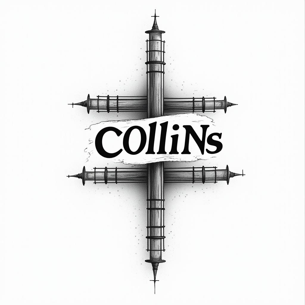 Collins construction companyminimalist text-based tattoo, Monospace font ultra-realistic, perfectly placed, high-quality font design, photo-realistic shading, 8k, high quality, finely detailed typograph - Variation 4