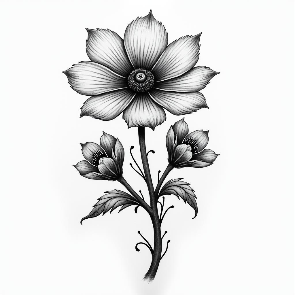 Flowershigly detailed tattoo - Variation 5
