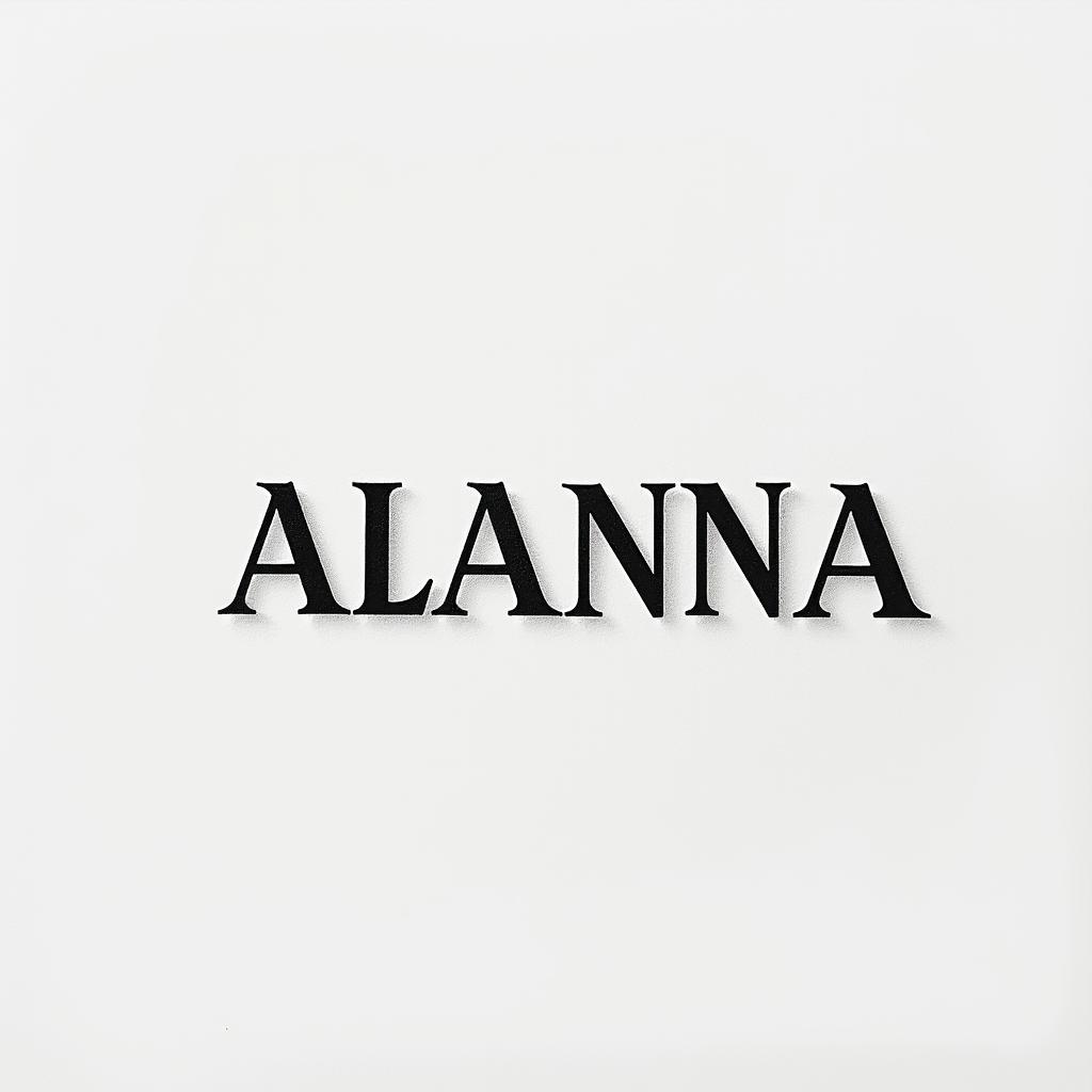 Alannaminimalist text-based tattoo, Monospace font ultra-realistic, perfectly placed, high-quality font design, photo-realistic shading, 8k, high quality, finely detailed typograph - Variation 2