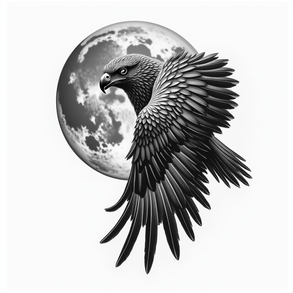 Hawk moonhigly detailed tattoo