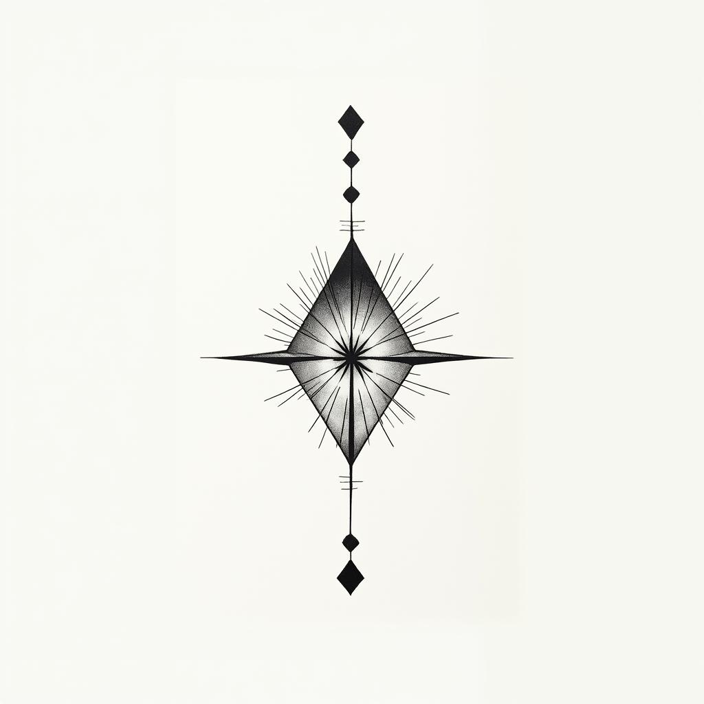 Astral projectionin minimalist style tattoo, featuring simple shapes and fine lines, with minimal shading and details, tiny triangles, creating a sense of balance and harmony - Variation 3