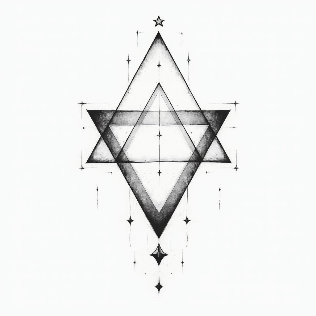 Not anonymous man Geminiin minimalist style tattoo, featuring simple shapes and fine lines, with minimal shading and details, tiny triangles, creating a sense of balance and harmony - Variation 3