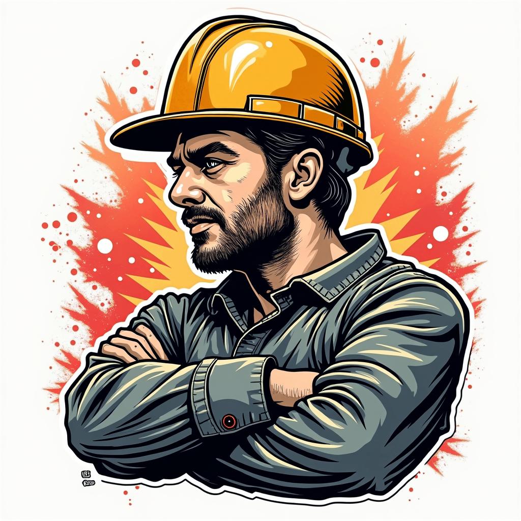 Construction company named “Collins Constructionin pop art style tattoo, featuring bold and vibrant colors, exaggerated outlines, iconic imagery, inspired by comic books and speech bubbles, comic book characters, retro pop culture - Variation 33