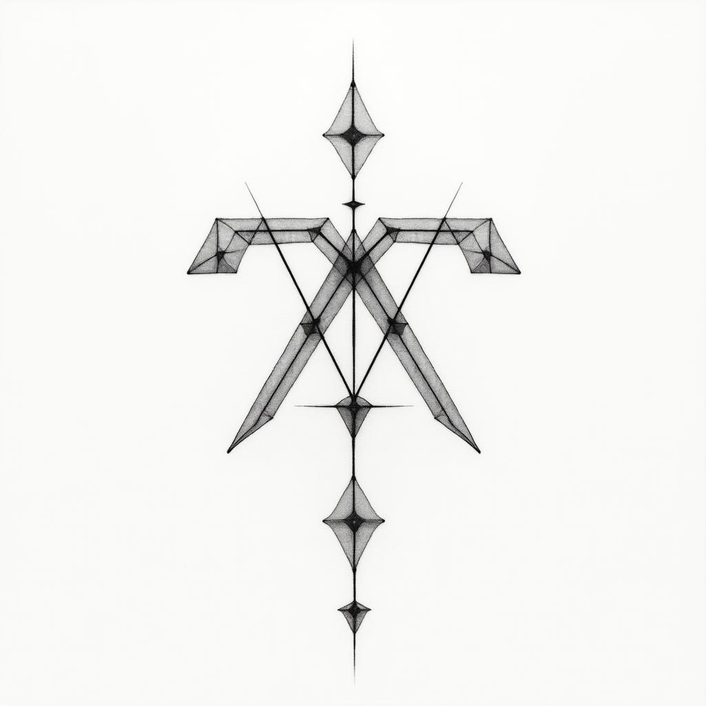 Diamond 27 Geminiin minimalist style tattoo, featuring simple shapes and fine lines, with minimal shading and details, tiny triangles, creating a sense of balance and harmony - Variation 2