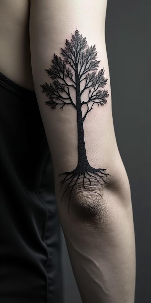 Treein realism tattoo style, featuring a highly detailed, lifelike, capturing every detail, photorealistic, ultra realistic, intricate shading, smooth and sharp,   - Variation 4