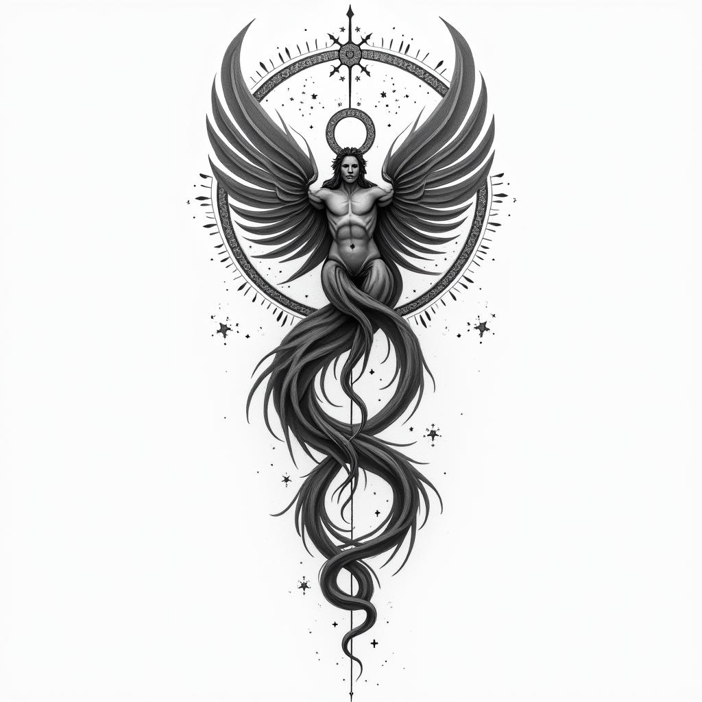 Aquarius signhigly detailed tattoo - Variation 2