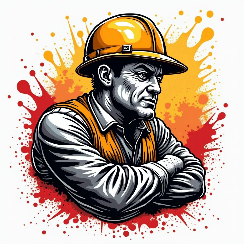 Construction company named “Collins Constructionin pop art style tattoo, featuring bold and vibrant colors, exaggerated outlines, iconic imagery, inspired by comic books and speech bubbles, comic book characters, retro pop culture - Variation 23