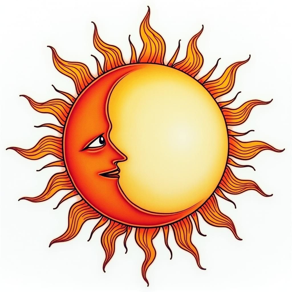 Sun and moon intertwined, glowingminimalist text-based tattoo, Monospace font ultra-realistic, perfectly placed, high-quality font design, photo-realistic shading, 8k, high quality, finely detailed typograph - Variation 4