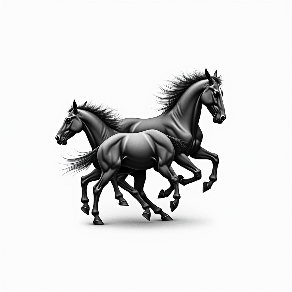 Small galloping horseshigly detailed tattoo