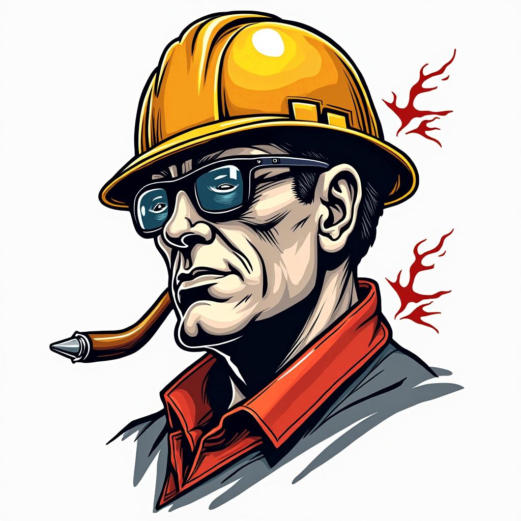 Construction company named “Collins Constructionin pop art style tattoo, featuring bold and vibrant colors, exaggerated outlines, iconic imagery, inspired by comic books and speech bubbles, comic book characters, retro pop culture - Variation 11