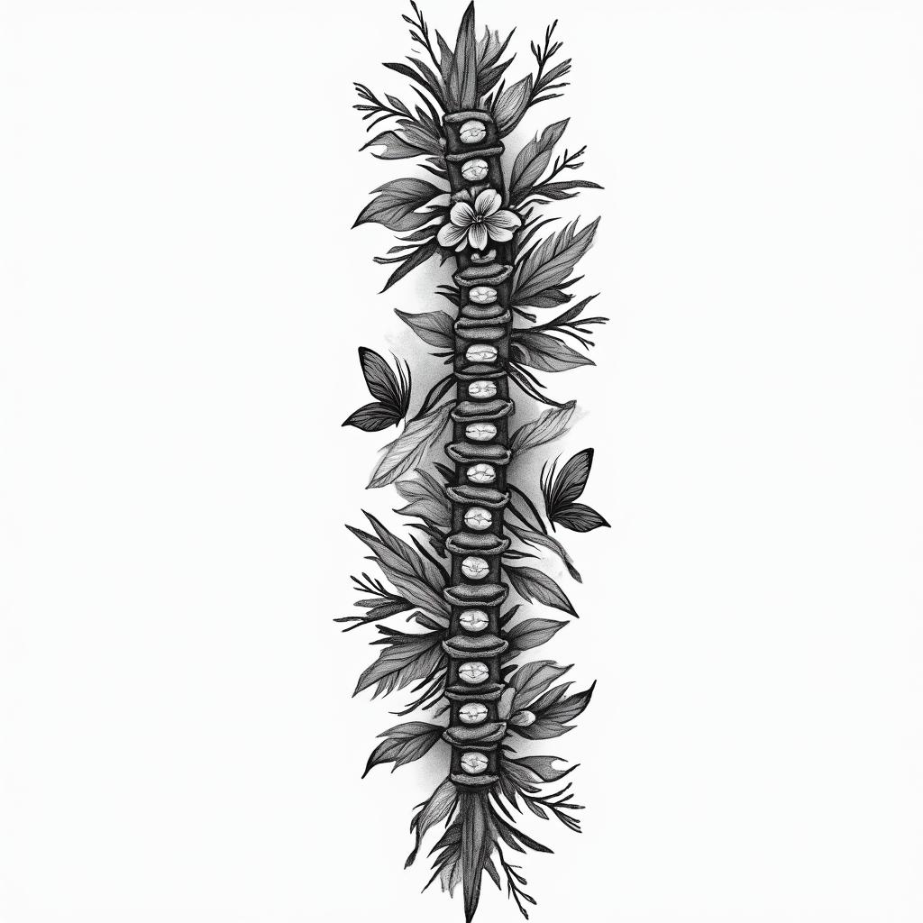 Spine tattoo that incorporates this Psalm 46:5 God is within her, she will not fall; God will help her at break of day.
flowers roses and carnelian with butterflieshigly detailed tattoo
