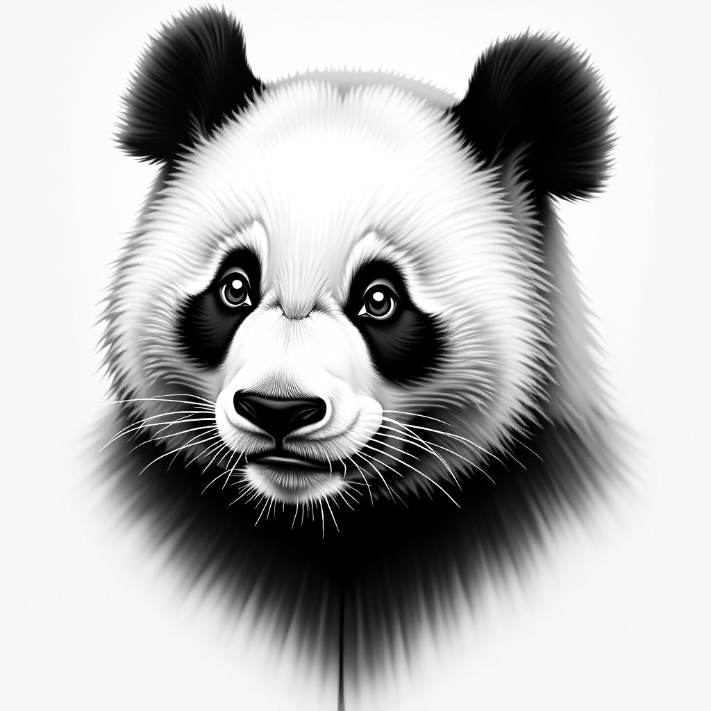 Panda head spray paintin realism tattoo style, featuring a highly detailed, lifelike, capturing every detail, photorealistic, ultra realistic, intricate shading, smooth and sharp, - Variation 3