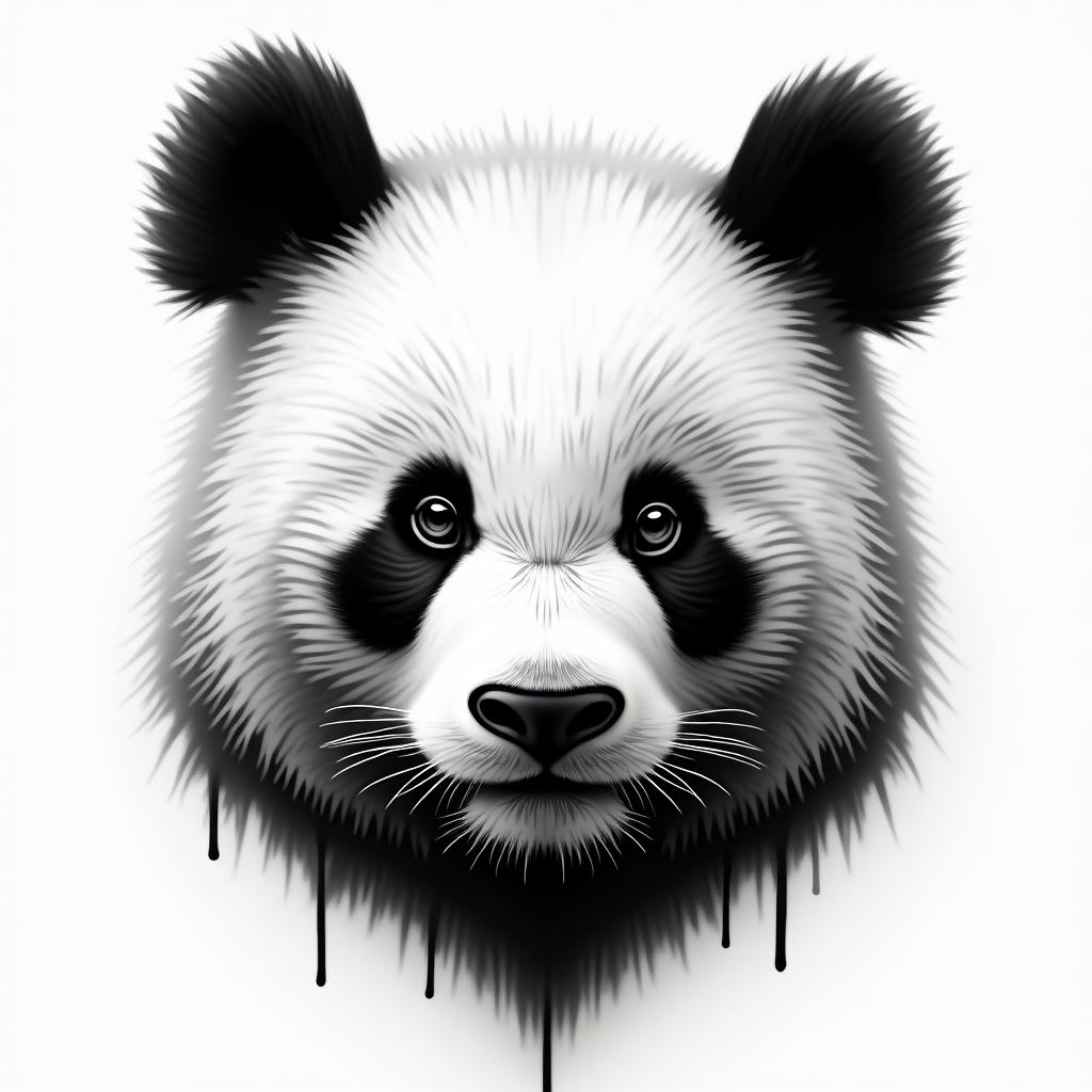 Panda head spray paintin realism tattoo style, featuring a highly detailed, lifelike, capturing every detail, photorealistic, ultra realistic, intricate shading, smooth and sharp, - Variation 2