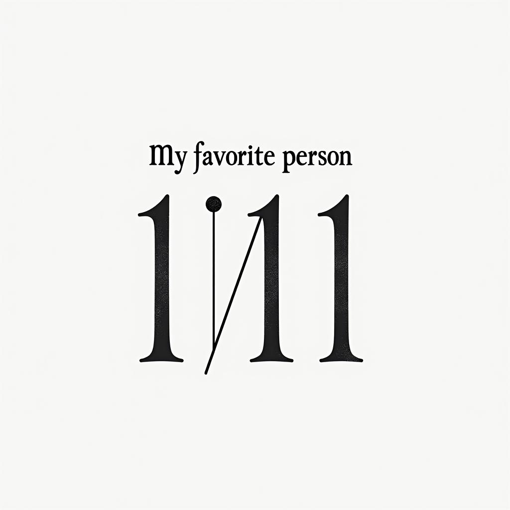 My favorite person 11:11minimalist text-based tattoo, Monospace font ultra-realistic, perfectly placed, high-quality font design, photo-realistic shading, 8k, high quality, finely detailed typograph - Variation 2