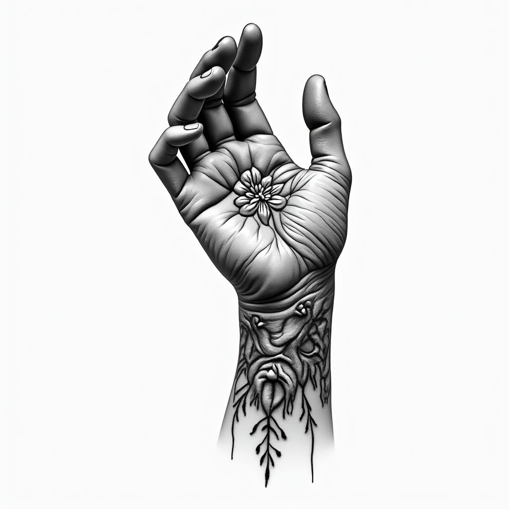 Hand tattoohigly detailed tattoo - Variation 3