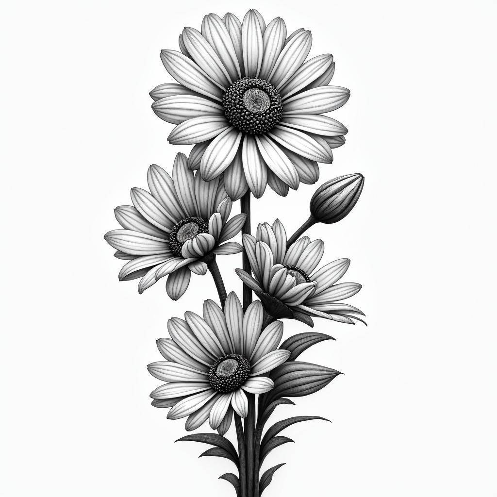 half sleeve
daisies, water lilies, and lily of the valleyin realism tattoo style, featuring a highly detailed, lifelike, capturing every detail, photorealistic, ultra realistic, intricate shading, smooth and sharp, - Variation 3
