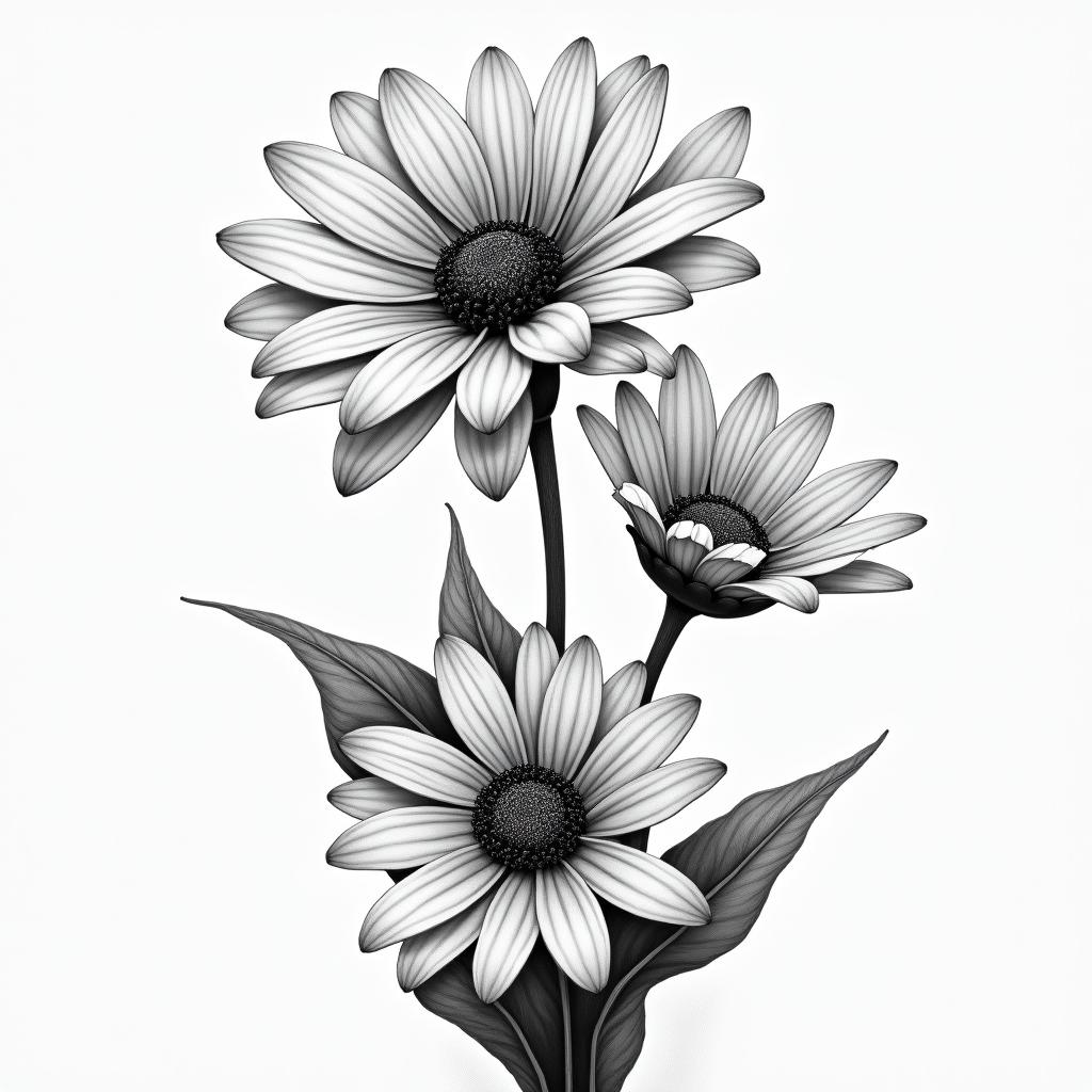 half sleeve
daisies, water lilies, and lily of the valleyin realism tattoo style, featuring a highly detailed, lifelike, capturing every detail, photorealistic, ultra realistic, intricate shading, smooth and sharp, - Variation 2