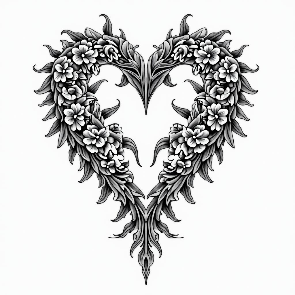 Family Love Friendsin ornamental tattoo style, featuring intricate symmetrical patterns and floral designs, showcasing highly detailed line work and geometric shapes, creating a sense of elegance and balance