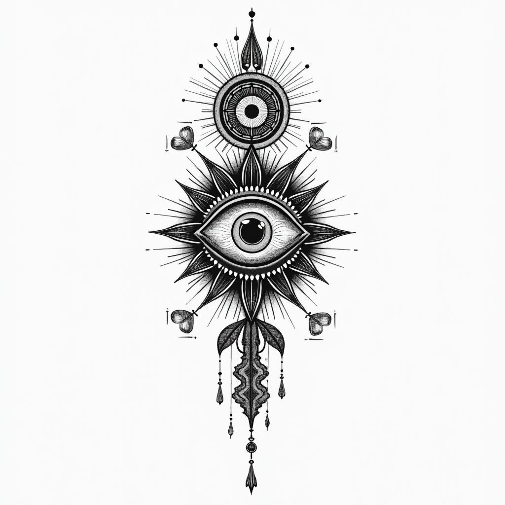 Joseline, Libra, Mexico,in spiritual symbols tattoo style, featuring an intricate design incorporating elements, Hamsa hand, third eye, minimalist composition - Variation 2
