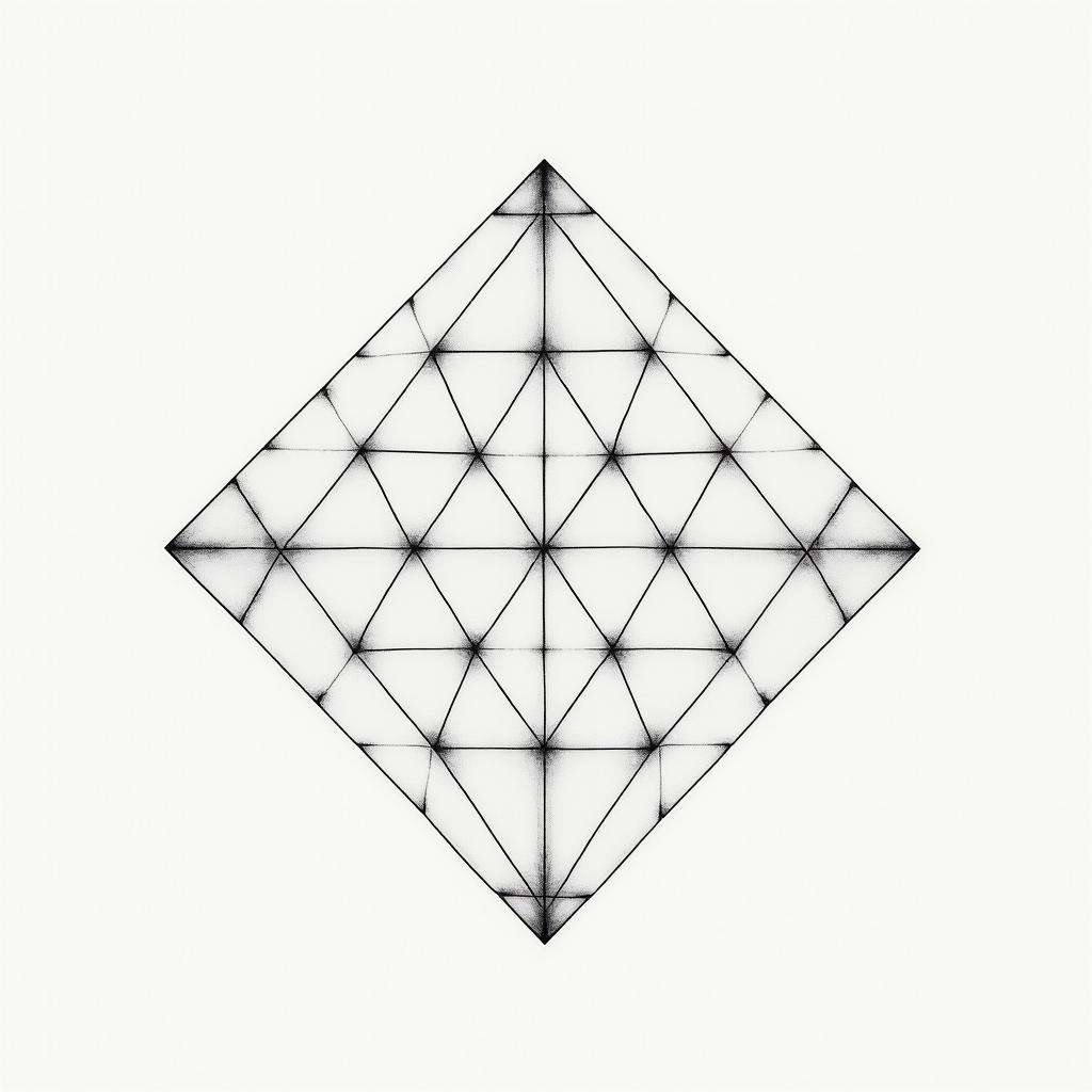 Cool pattern for chestin minimalist style tattoo, featuring simple shapes and fine lines, with minimal shading and details, tiny triangles, creating a sense of balance and harmony - Variation 2