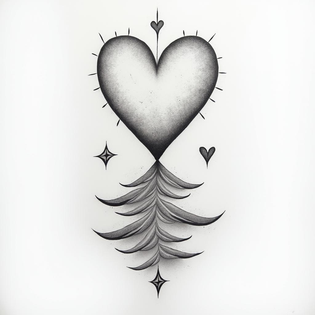 My story Joana Alves, Carneiro, 21-03-1989in Modest style tattoo, featuring soft, delicate line work with simple and meaningful symbols, gentle waves, a heart, evoking a sense of serenity and grace, - Variation 2