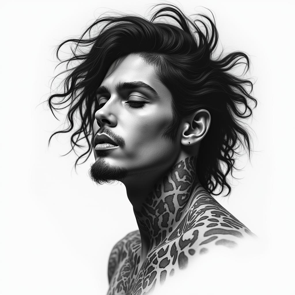 Yair,Aries, Mexicanoin realism tattoo style, featuring a highly detailed, lifelike, capturing every detail, photorealistic, ultra realistic, intricate shading, smooth and sharp,  