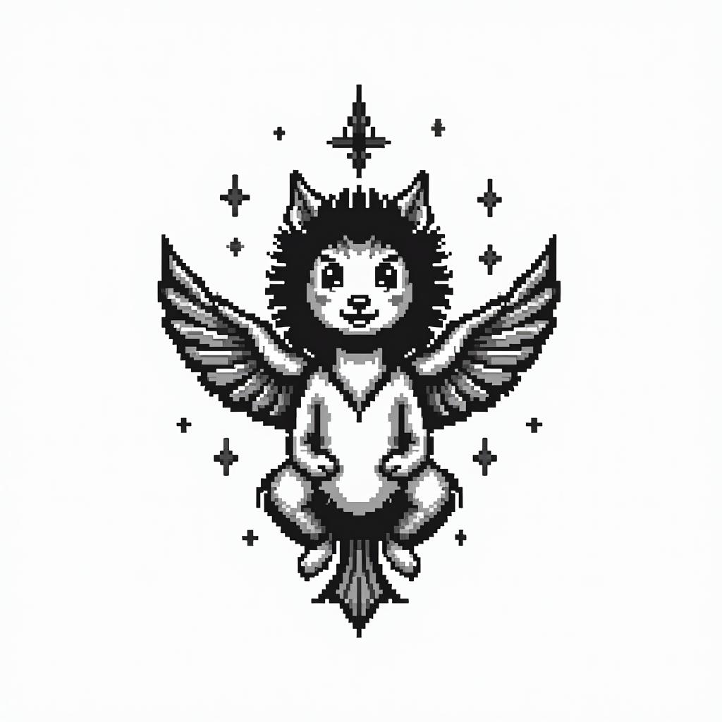 Yair,Aries, Mexicanoin 8-bit tattoo style, minimalistic pixel style tattoo, pixel art with simplified shapes and retro gaming visuals, inspired by 8-bit pixel based detailing - Variation 4