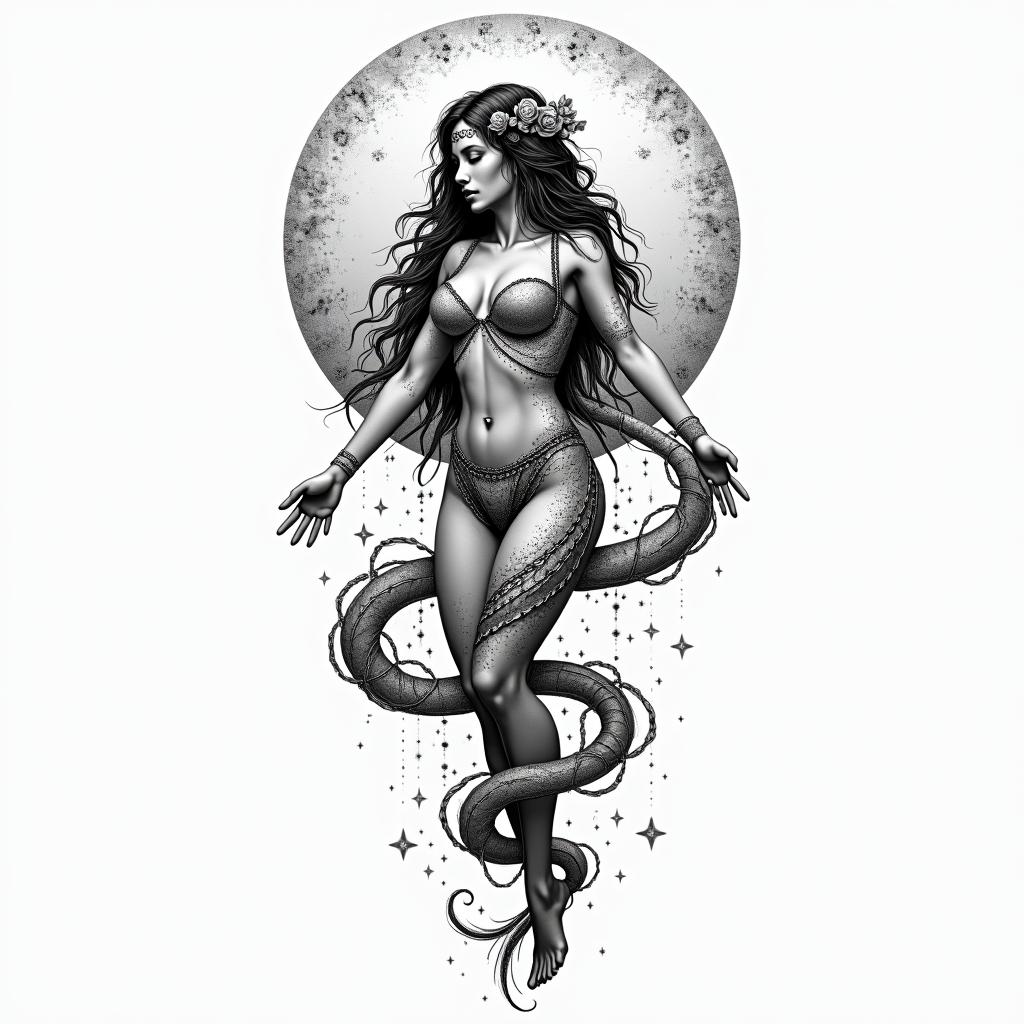 Joseline libra universos balancein bohemian style tattoo, 8k