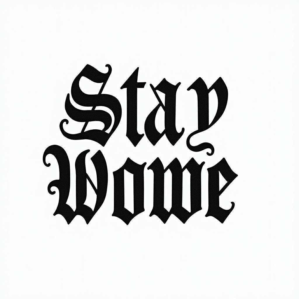 Stay woketext-based tattoo, gothic font ultra-realistic, perfectly placed, high-quality font design, photo-realistic shading, 8k, high quality, finely detailed typography