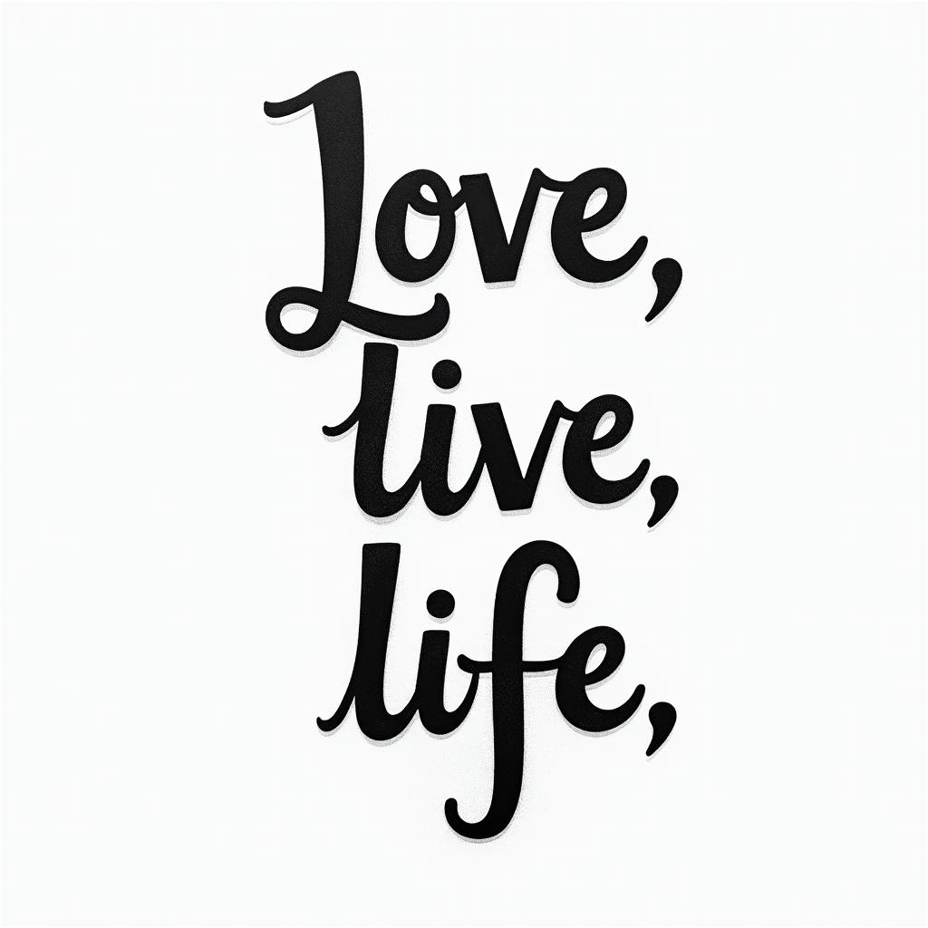 Love, Live, Life, Hope, Faithtext-based tattoo, japanese font ultra-realistic, perfectly placed, high-quality font design, photo-realistic shading, 8k, high quality, finely detailed typograph - Variation 2