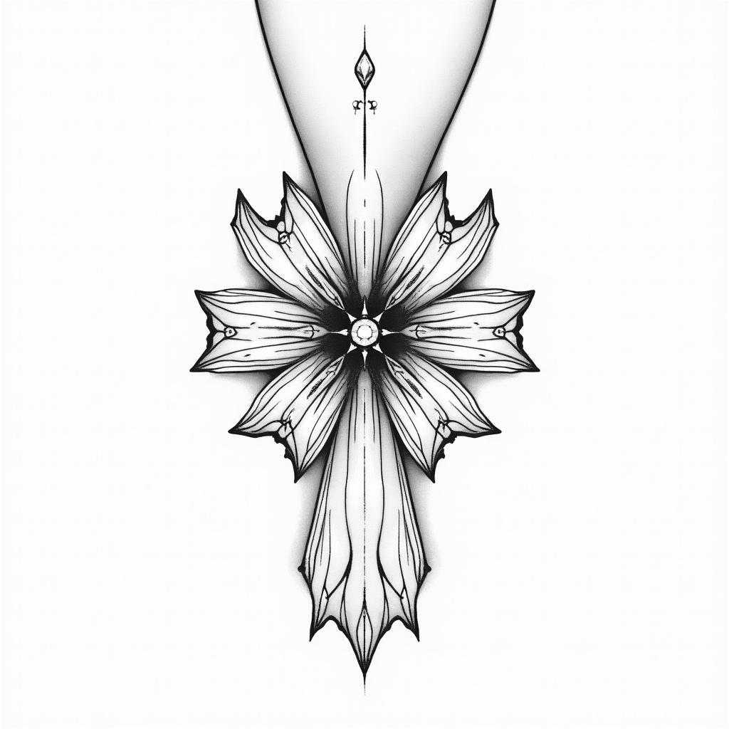 I want a thin pretty bow that goes around my anklein ornamental tattoo style, featuring intricate symmetrical patterns and floral designs, showcasing highly detailed line work and geometric shapes, creating a sense of elegance and balance