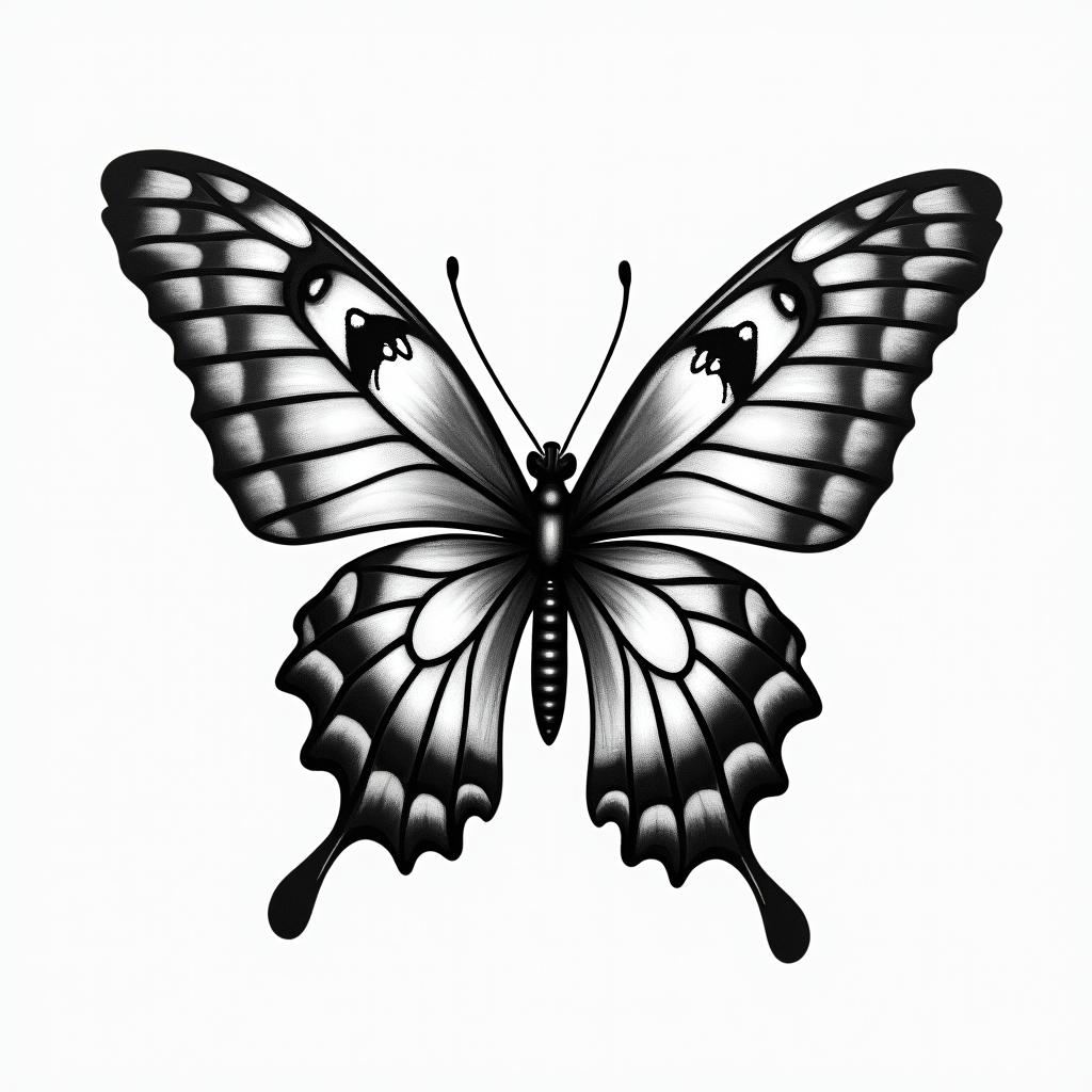 Butterfly with intricate wing patternshigly detailed tattoo - Variation 12