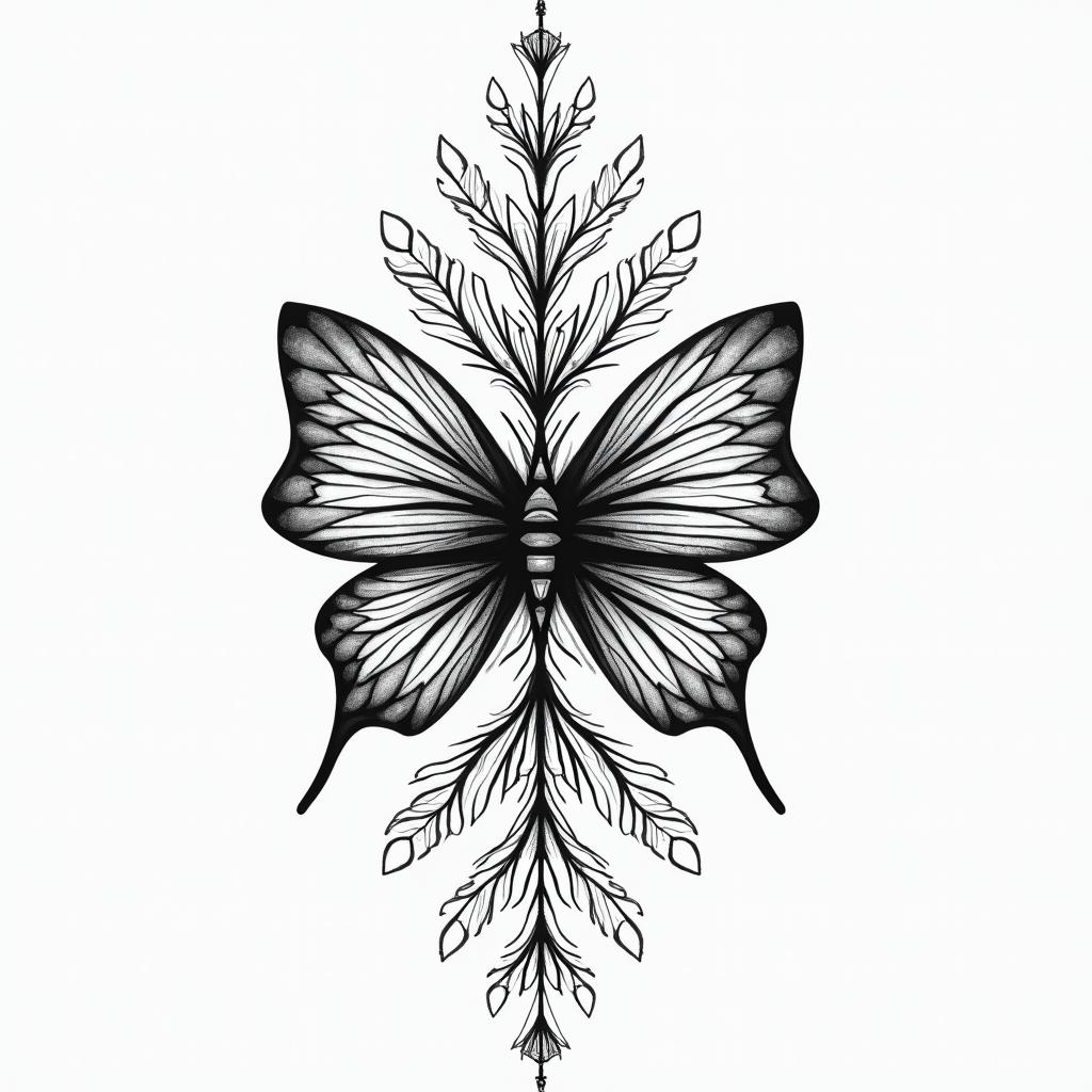 I love bows and thin line ones looks like a necklace in geometric style tattoo, blending hexagons, mandala-inspired patterns, symmetrical and fractal design, clean lines, sharp angles - Variation 2