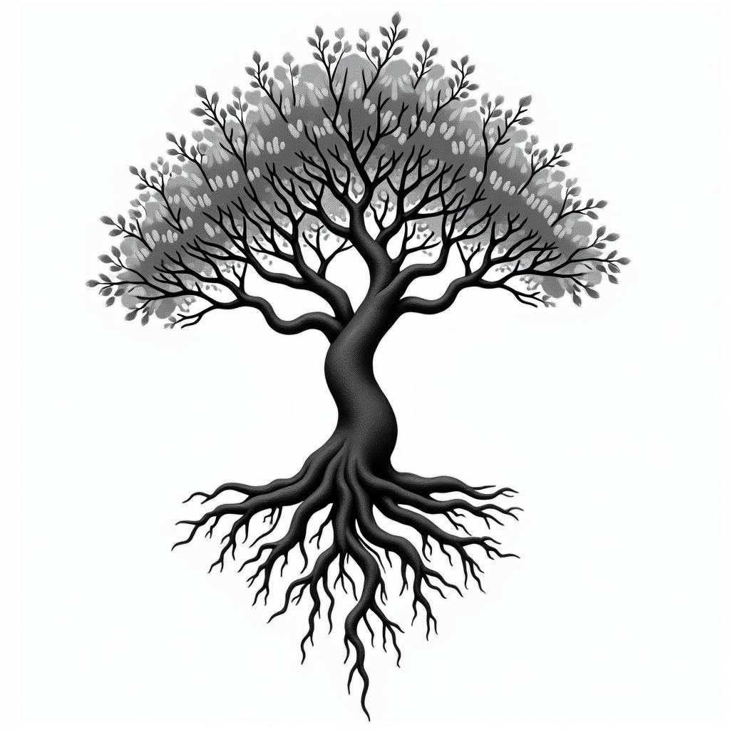 Tree of life with roots and branchesin bohemian style tattoo, 8k - Variation 4