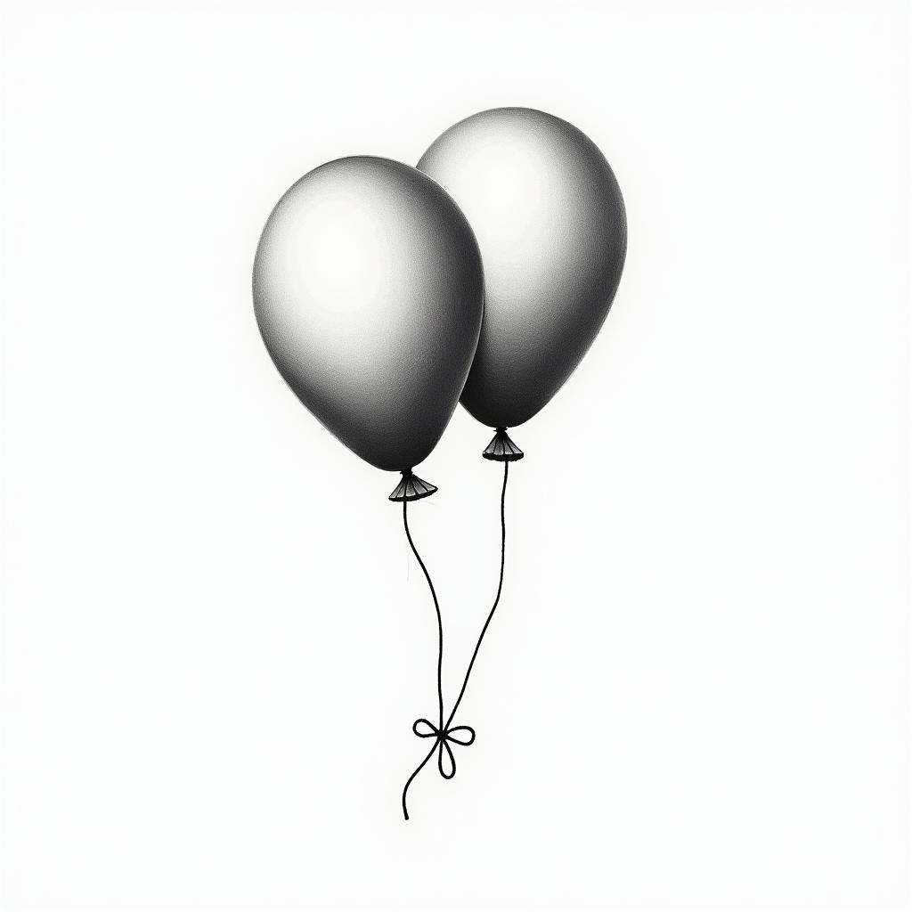 Groovy balloonsin minimalist style tattoo, featuring simple shapes and fine lines, with minimal shading and details, tiny triangles, creating a sense of balance and harmony