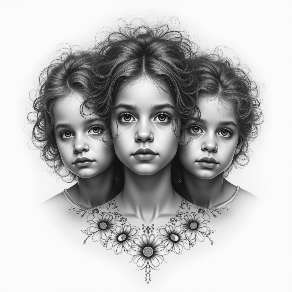 Want to use my 5 children’s birthdates in a tattooin portrait tattoo style, featuring a highly realistic and detailed depiction 