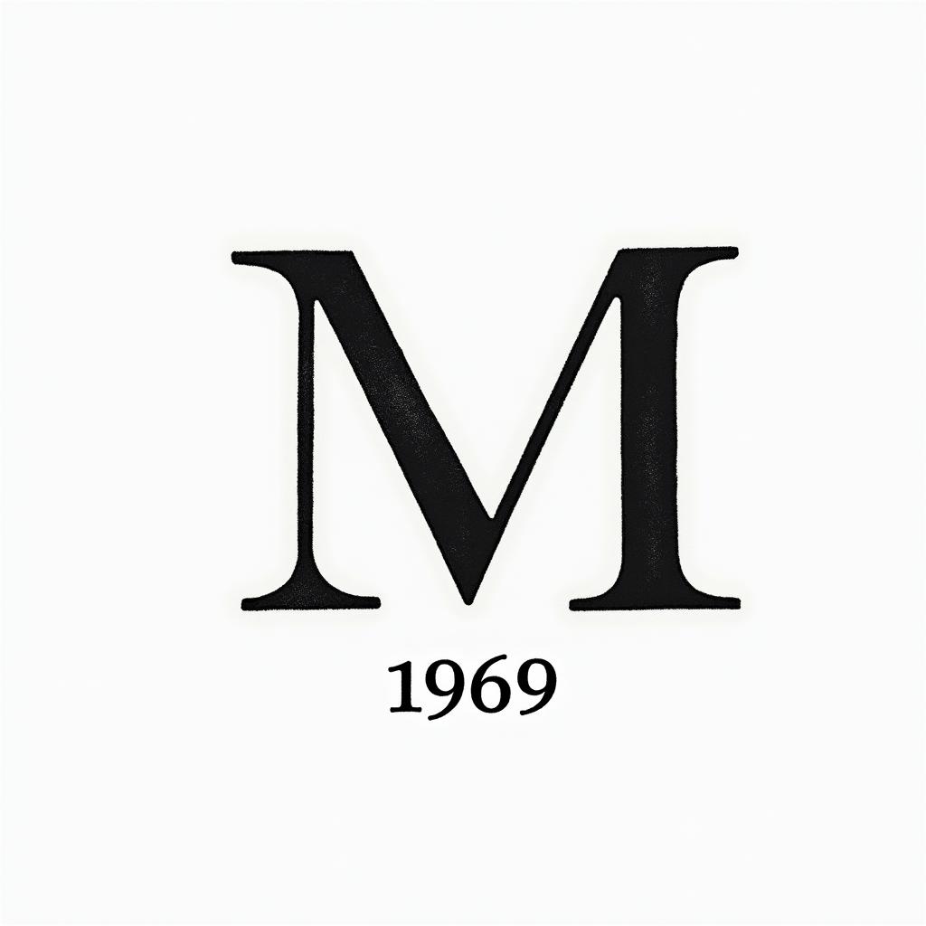 “M M” 1969-2020 I am secondminimalist text-based tattoo, Monospace font ultra-realistic, perfectly placed, high-quality font design, photo-realistic shading, 8k, high quality, finely detailed typograph - Variation 3