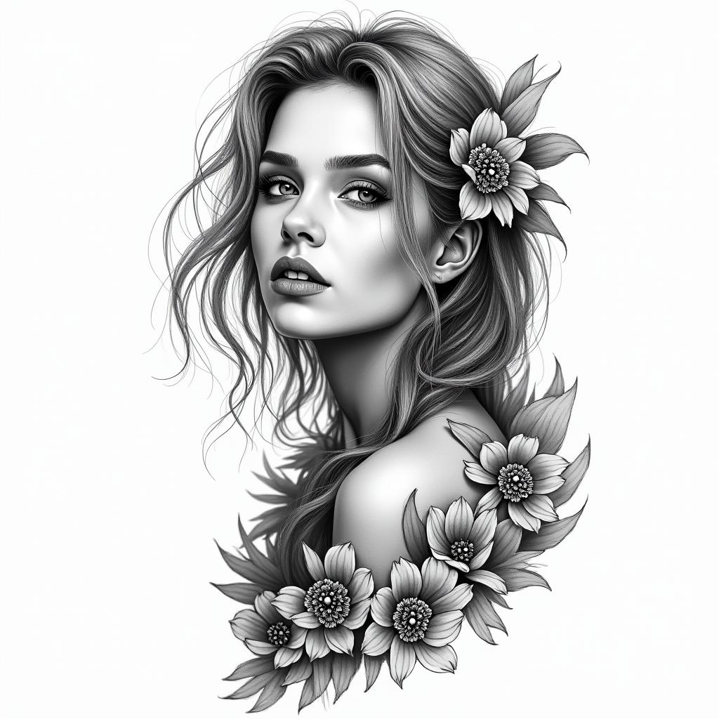 Denise, Zwillinge, 21.05.1991,in new school tattoo, pop culture, modern, detailed tattoo, illustrative - Variation 3