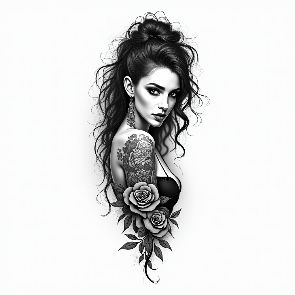 Denise, Zwillinge, 21.05.1991,in new school tattoo, pop culture, modern, detailed tattoo, illustrative